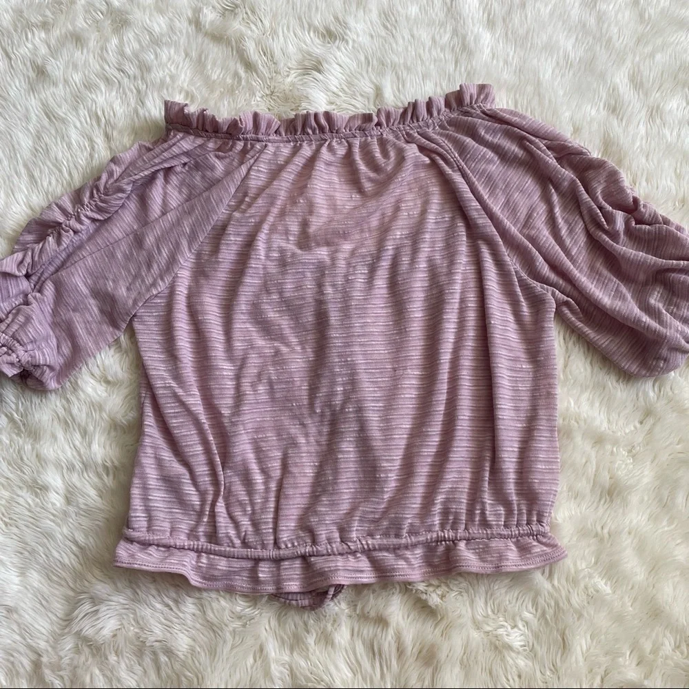 Free People Blouse Striped Top Cropped Pink M